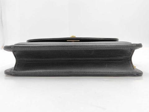 Chanel Black Leather Coco Mark Turn-Lock Wristlet Clutch Bag) 1996 נדיר במיוחד