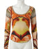 JEAN PAUL GAULTIER MAILLE Vintage Abstract Print Mesh Top פריט אספנות נדיר 2002'