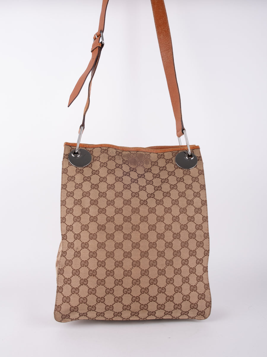 GUCCI Vintage GG Monogram Flat Shoulder Bag