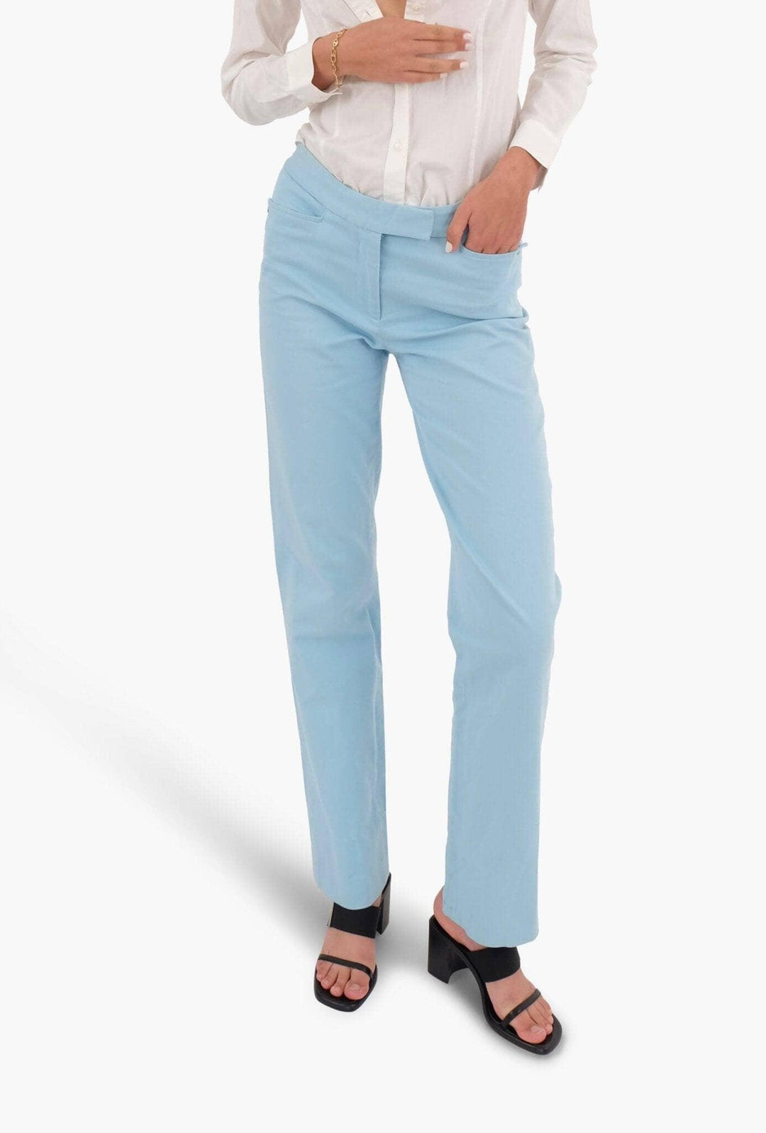 Straight Leg Pastel Blue Trousers - Volver