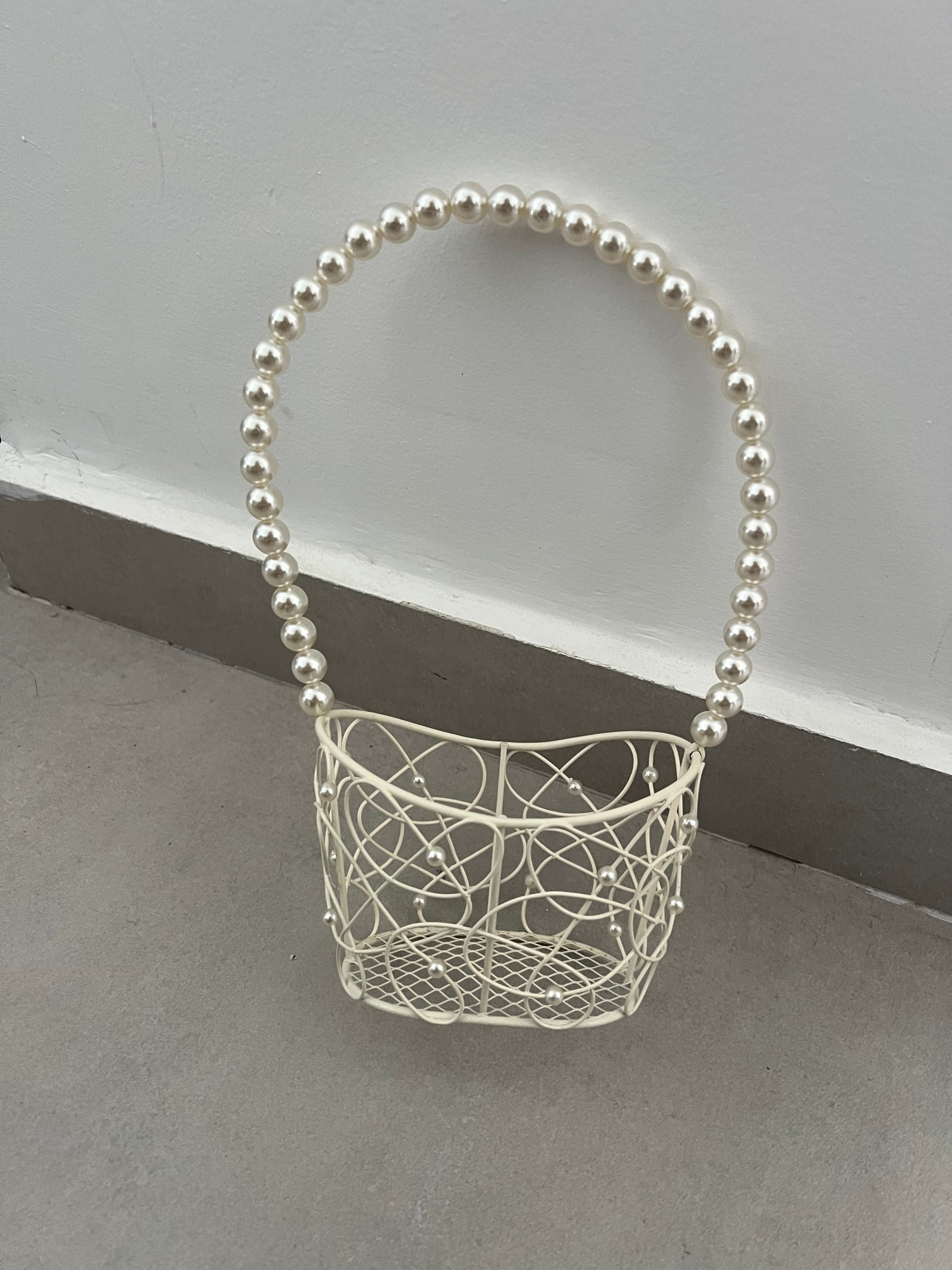 Pearl Handle Mini Basket Decorative