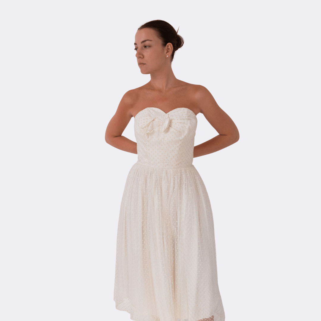 שמלת סטרפלס לבנה טוטו וינטג' - Volver