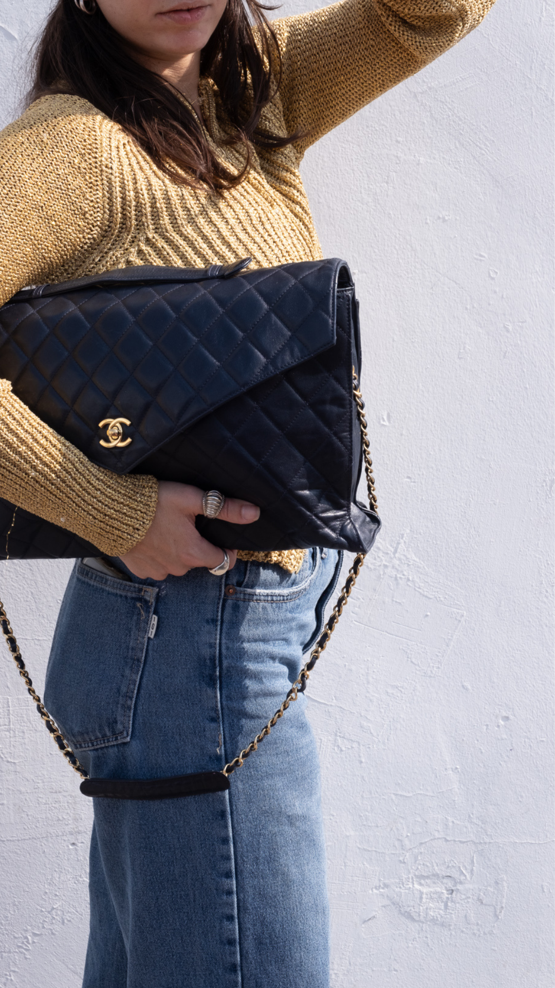 CHANEL Lambskin Vintage Shoulder Bag Black