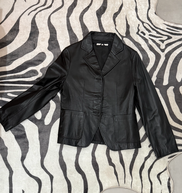 Leather Blazer Black Tailored