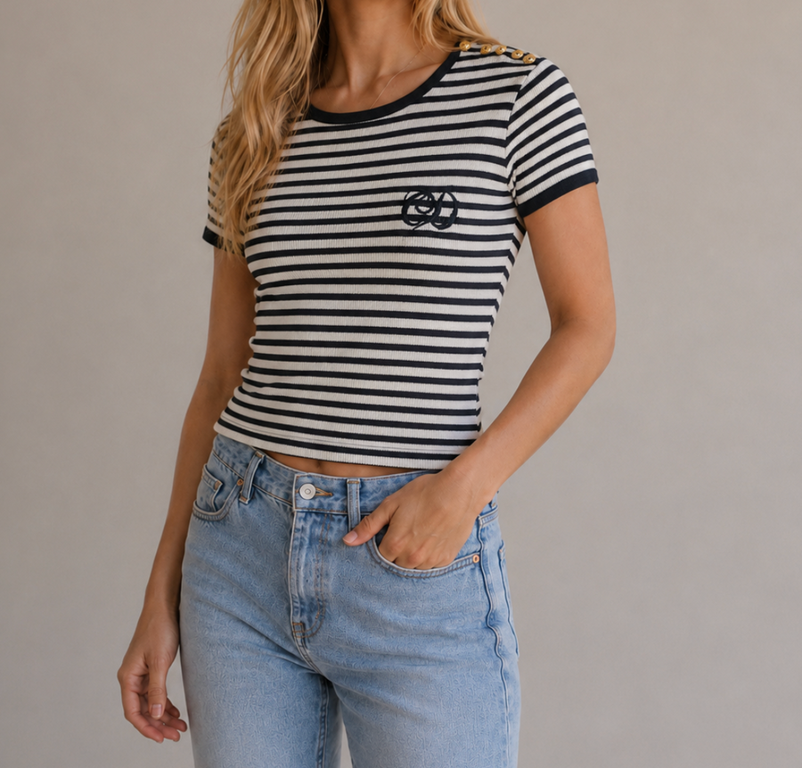 Dior Vintage Striped Logo T-Shirt
