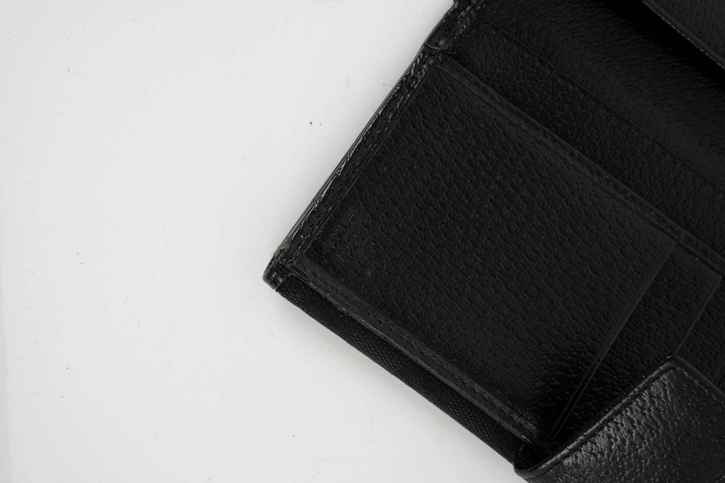 GG Canvas Flap Continental Black Wallet - Volver