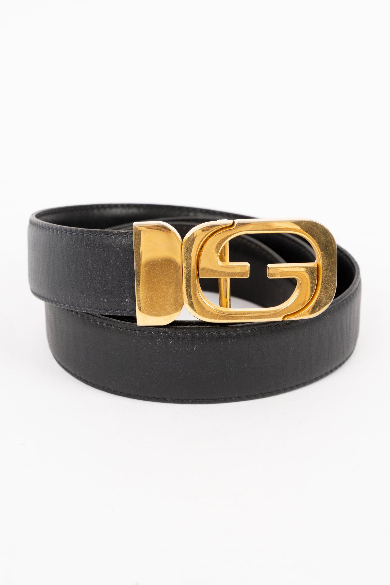 Black Leather Belt Gold - Volver
