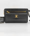 Chanel Black Leather Coco Mark Turn-Lock Wristlet Clutch Bag) 1996 נדיר במיוחד