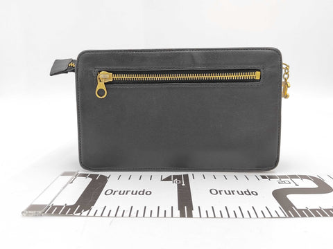 Chanel Black Leather Coco Mark Turn-Lock Wristlet Clutch Bag) 1996 נדיר במיוחד