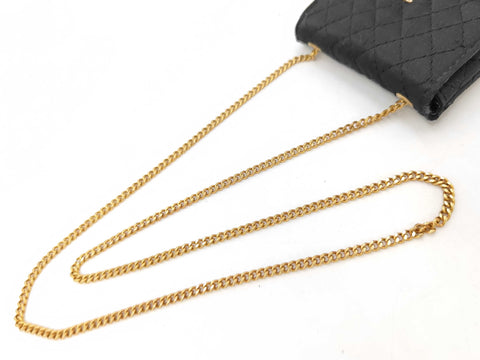 Chanel Vintage Quilted Satin Micro Flap Bag Necklace Pouch - Black 1988 נדיר במיוחד