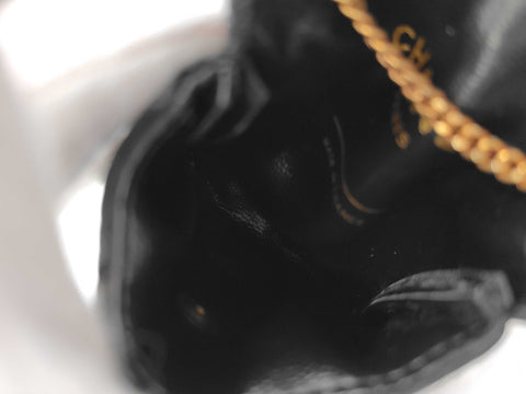 Chanel Vintage Quilted Satin Micro Flap Bag Necklace Pouch - Black 1988 נדיר במיוחד