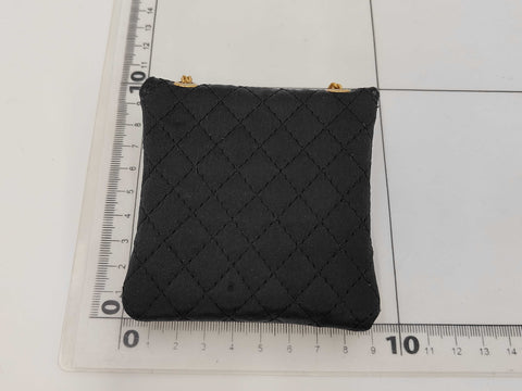 Chanel Vintage Quilted Satin Micro Flap Bag Necklace Pouch - Black 1988 נדיר במיוחד