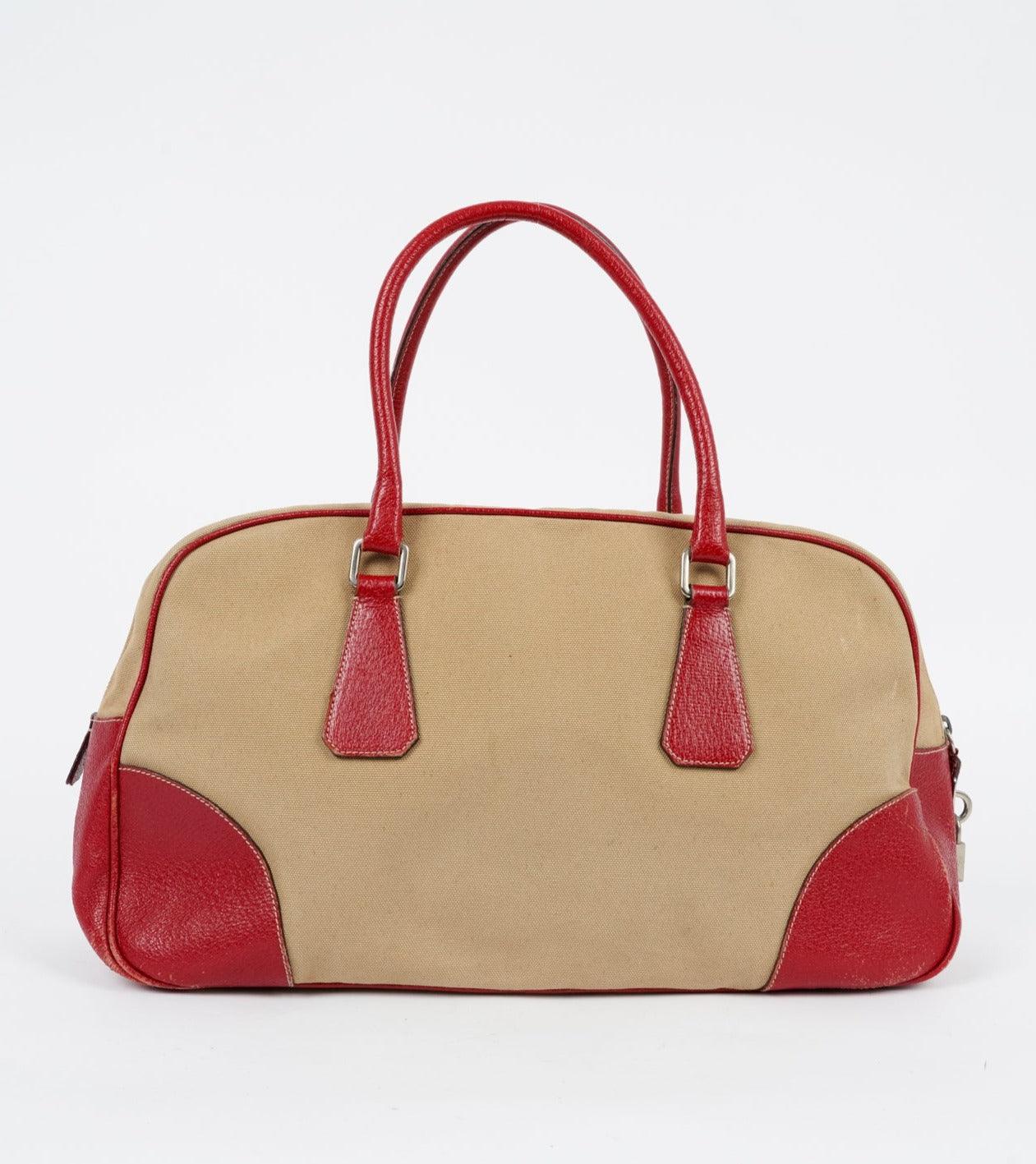 Beige Red Leather Bag - Volver