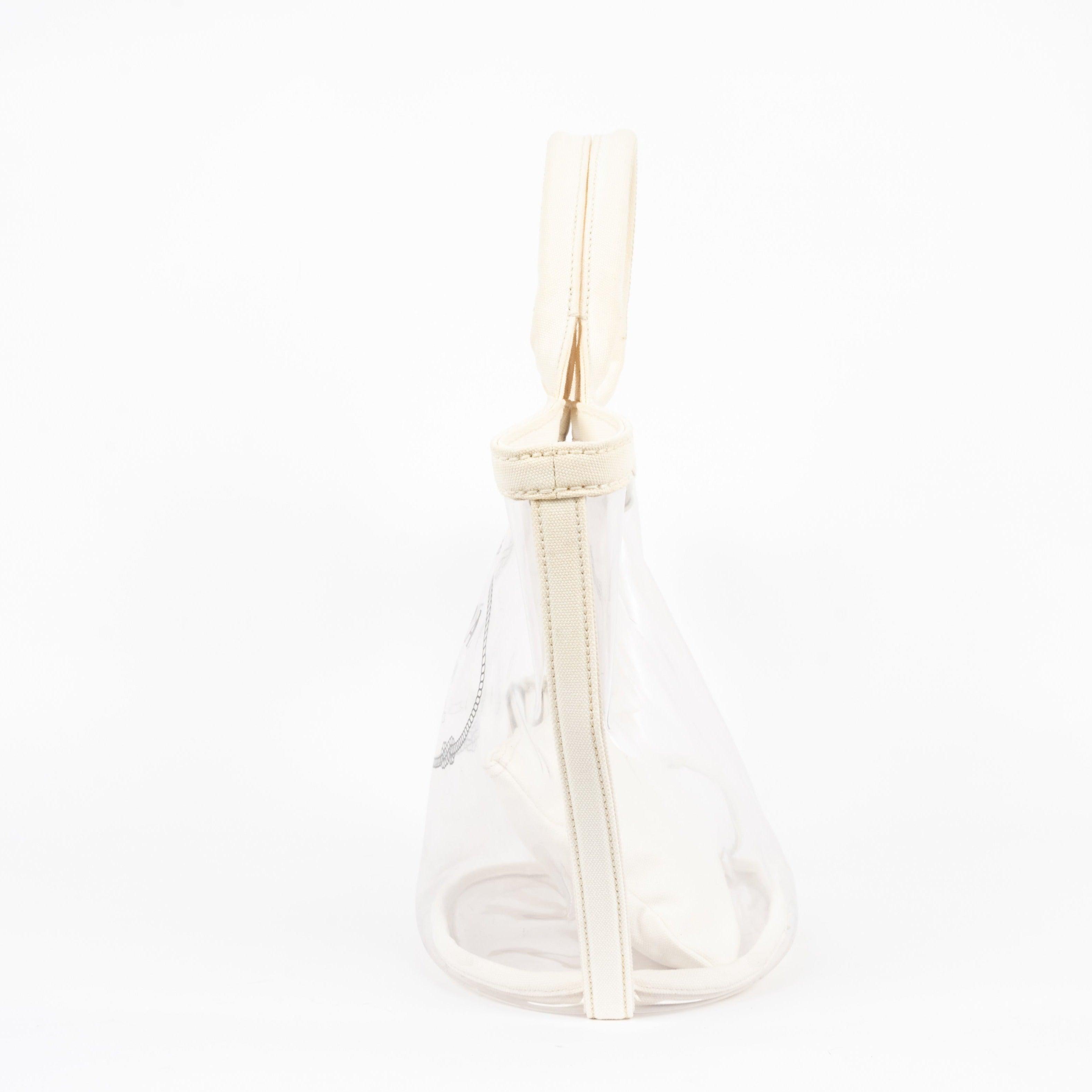 Plexiglass Calfskin Small Shopper Tote White Bag - Volver