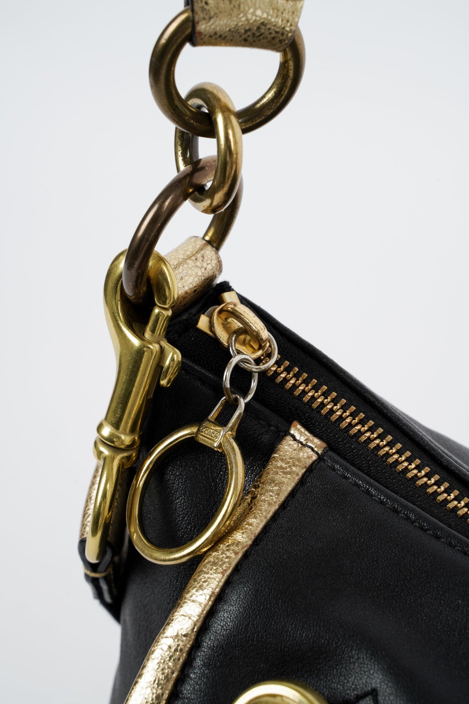 Black-Gold Leather Bag - Volver