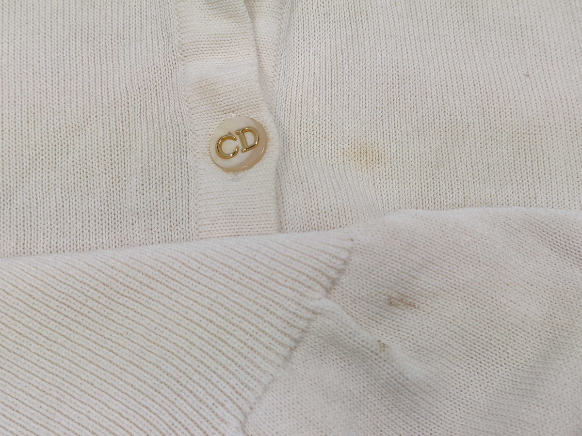 Christian Dior Vintage Cream Knit Button-Front Cardigan Sweater