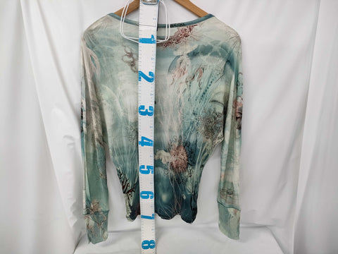 JEAN PAUL GAULTIER SOLEIL Vintage Printed Mesh Long Sleeve Top 90'