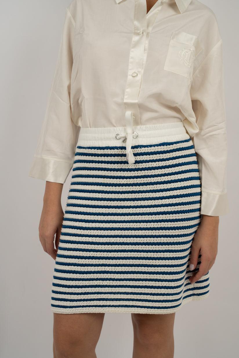 חצאית רקומה לבן-כחול וינטג' - Volver