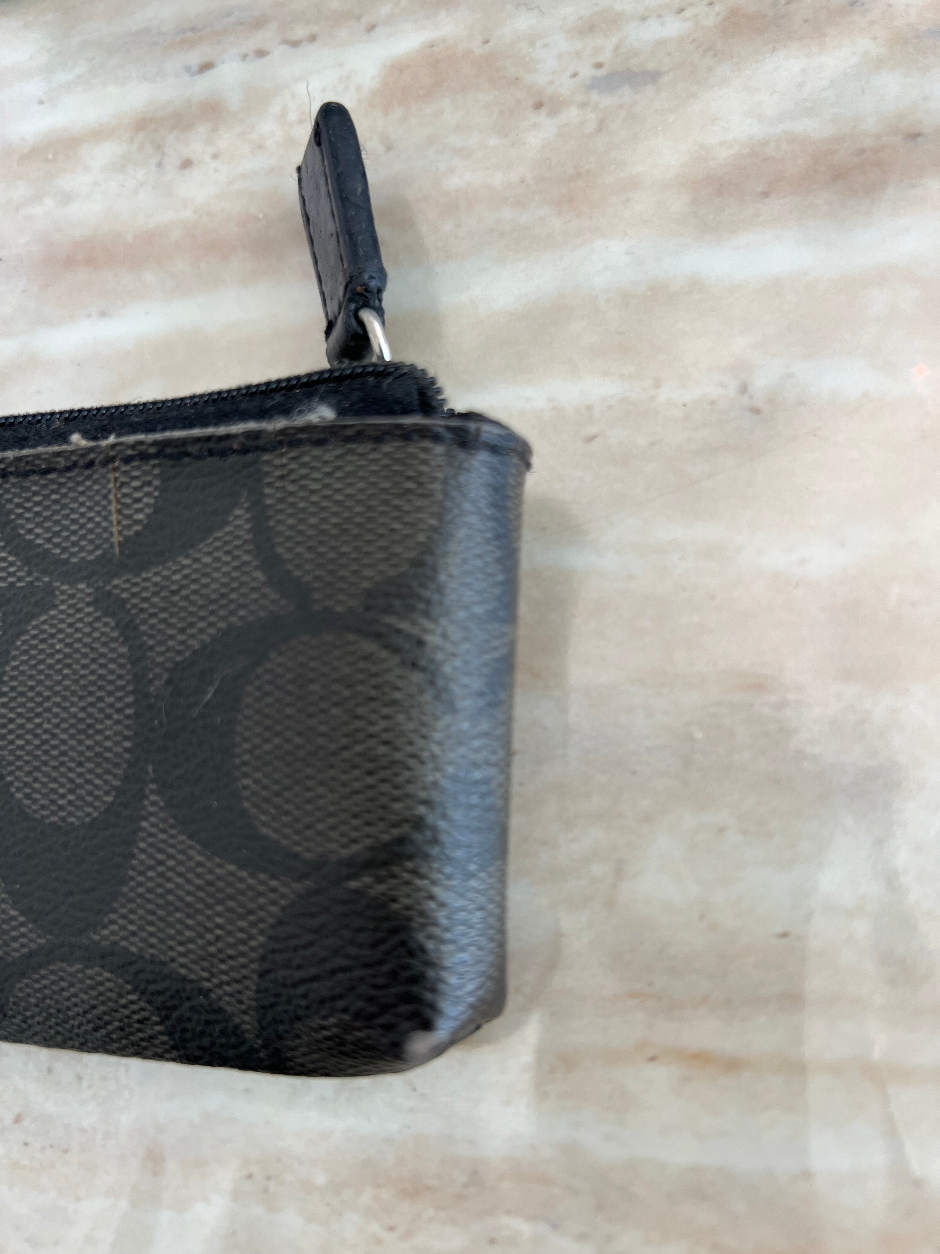 COACH Signature Zip Wallet (Black/Grey)