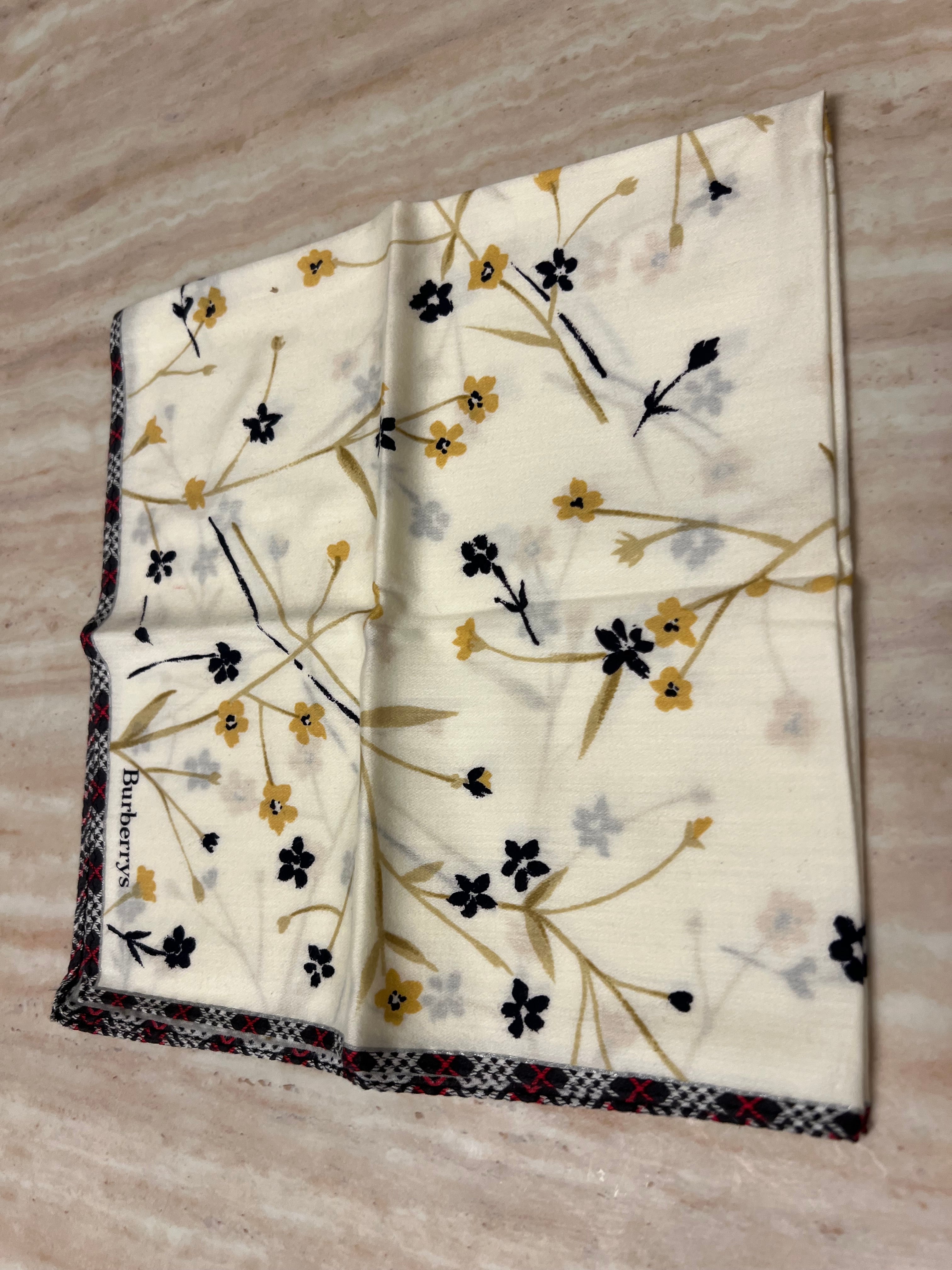 Burberrys Floral Cotton Handkerchief