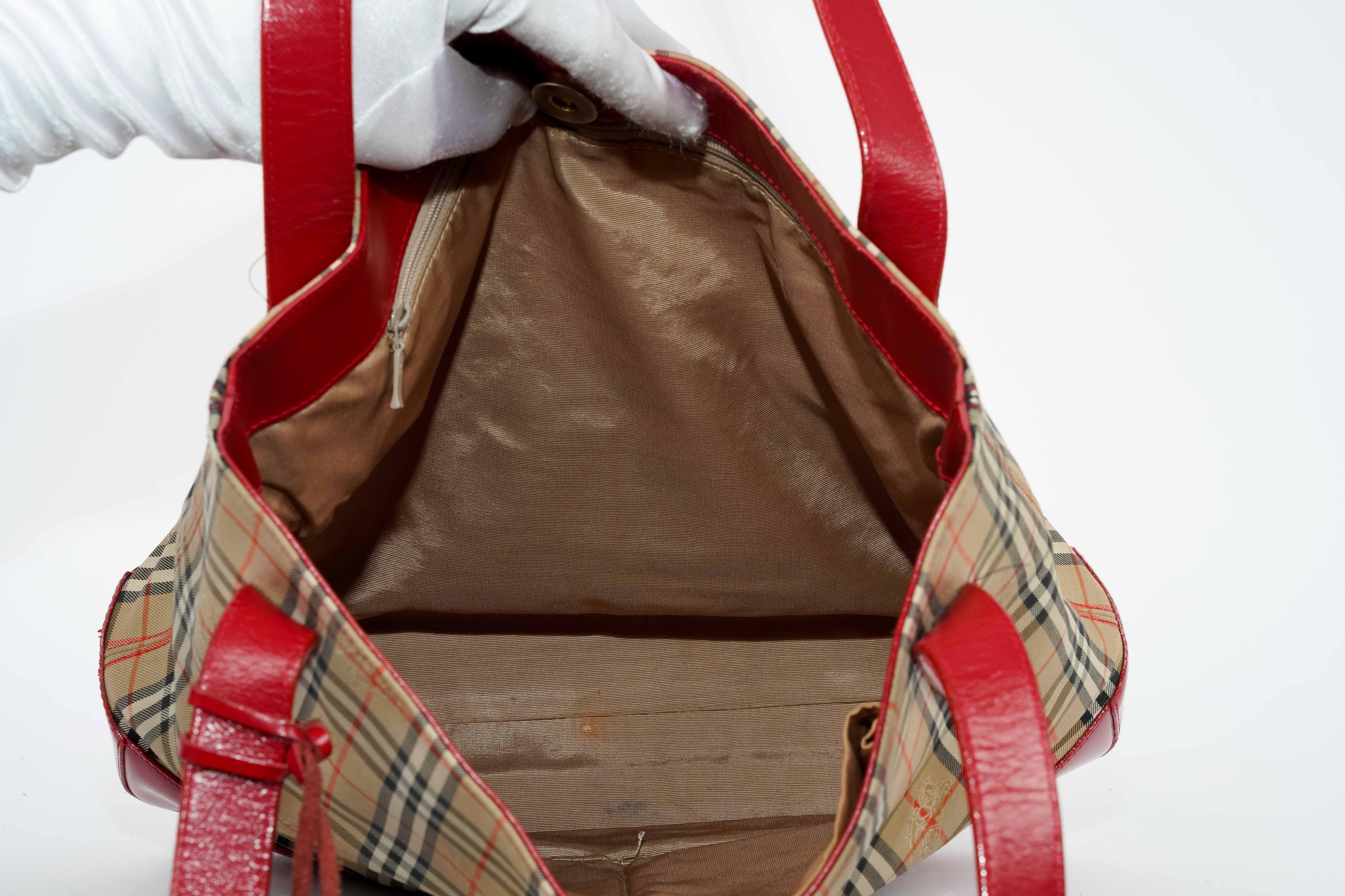 Monogram Red Leather Shoulder Bag - Volver