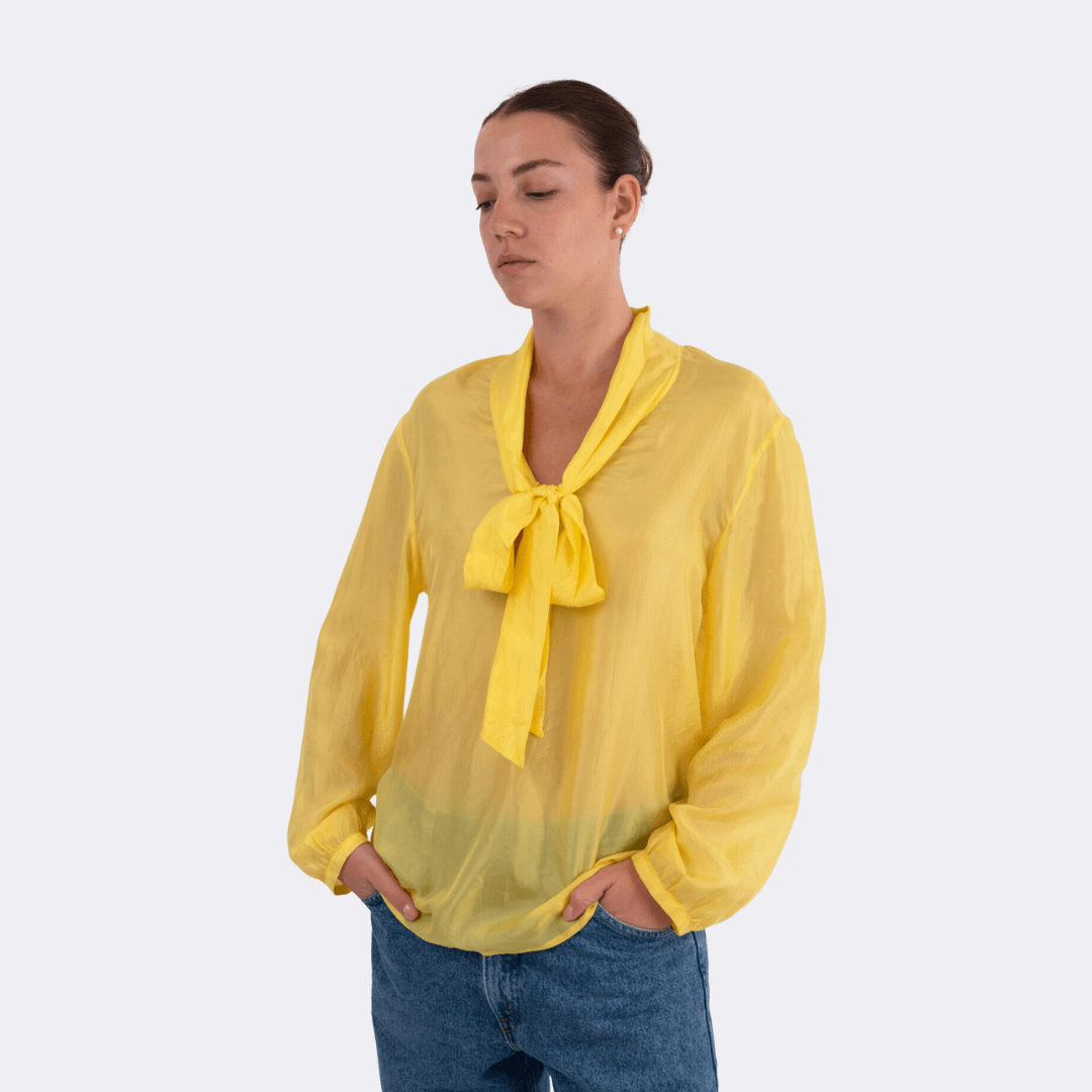 חולצת משי צהובה שקופה וינטג' - Volver