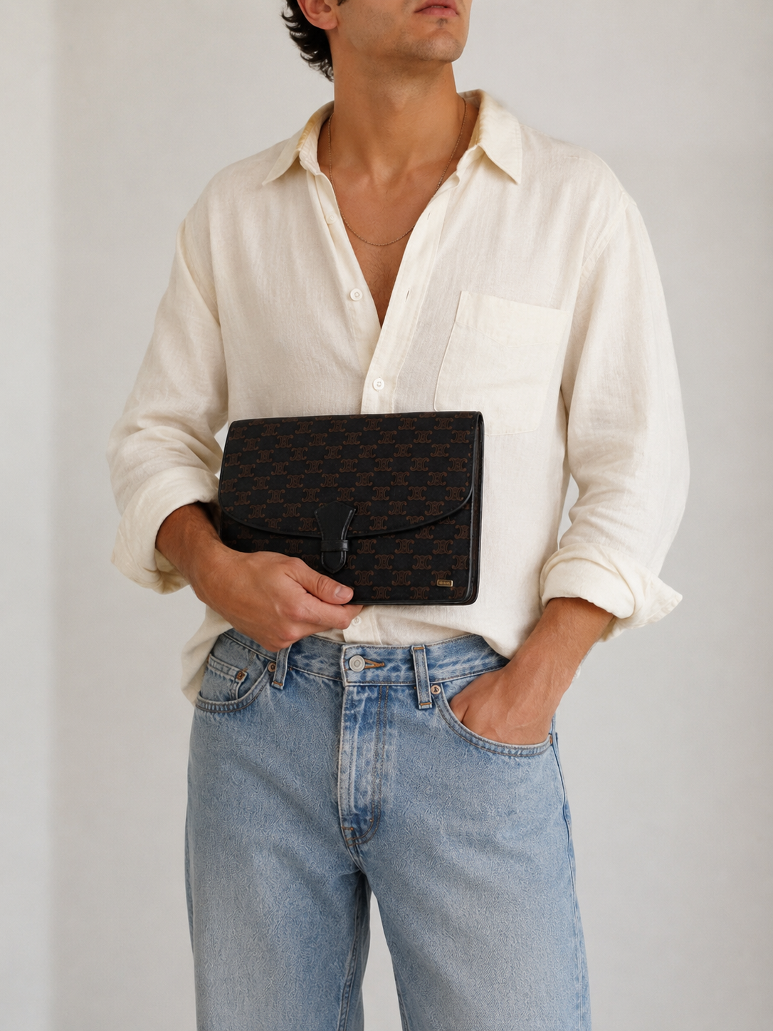 Celine Suede Clutch Medium