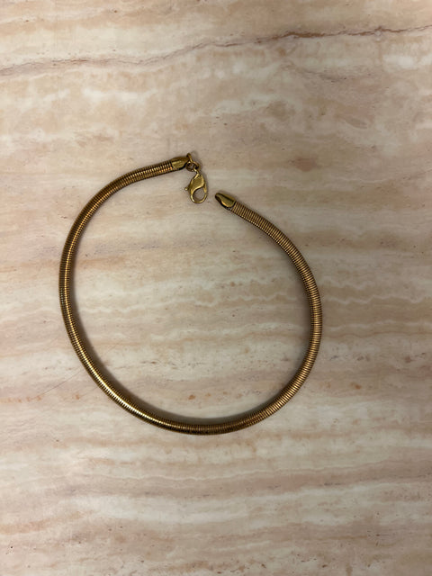 Vintage Gold-Tone Snake Chain Choker Necklace