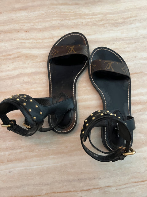 LOUIS VUITTON Passenger Flat Ankle Cuff 37 size