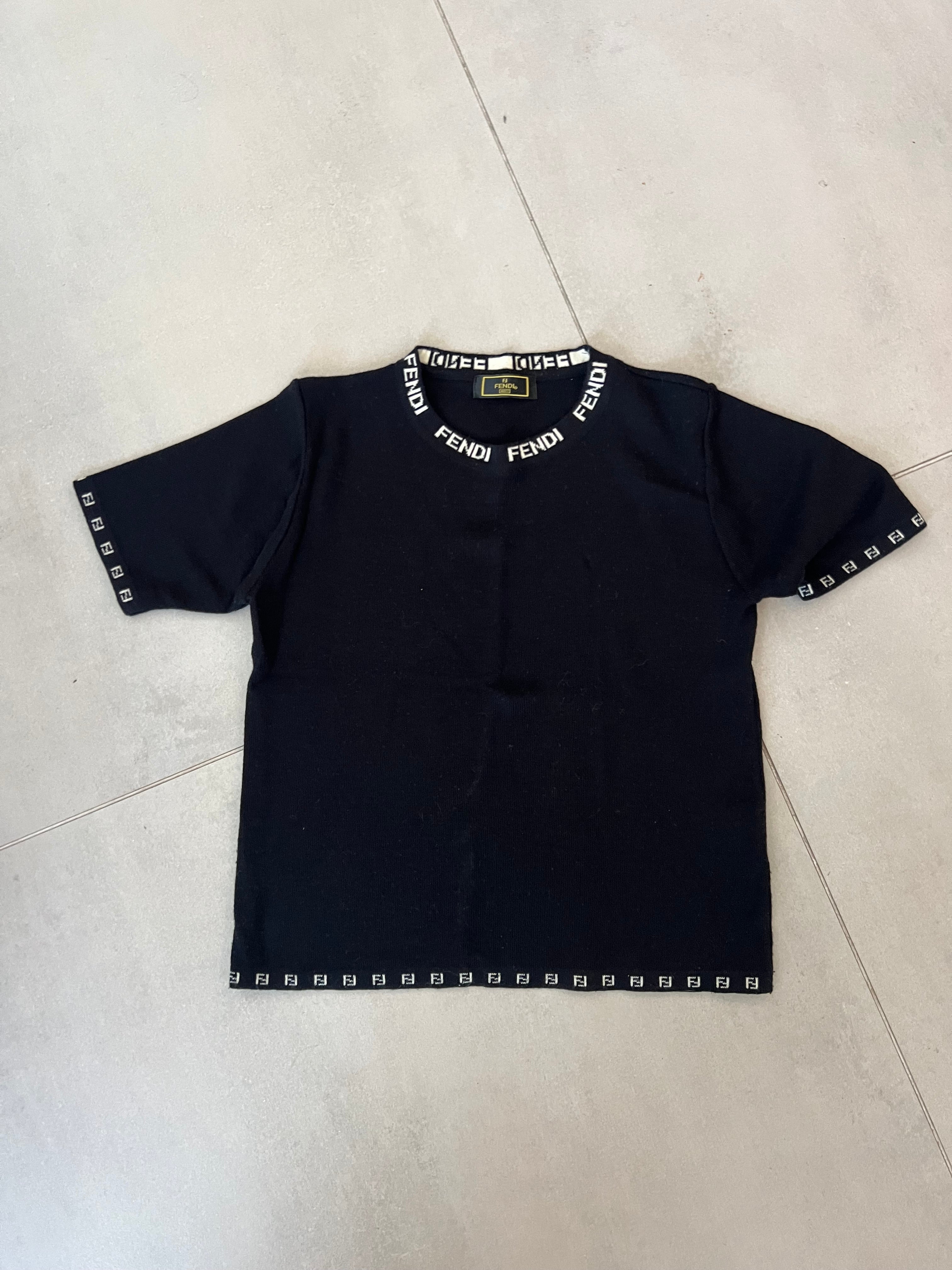 FENDI Knit Stretch Top Black