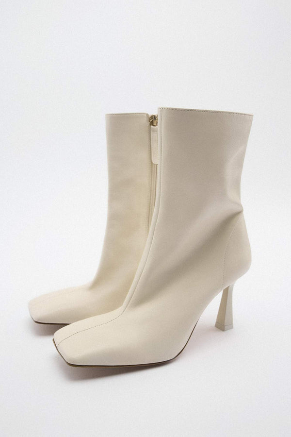 ZARA Leather Ankle Boots White 37