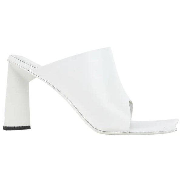 BALENCIAGA Leather Mule Heels White 36
