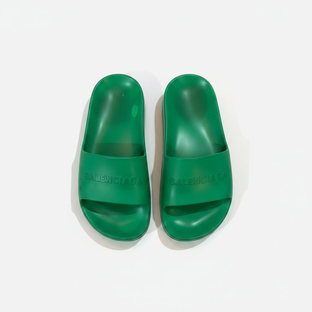 BALENCIAGA Rubber Slide Sandals Green 37