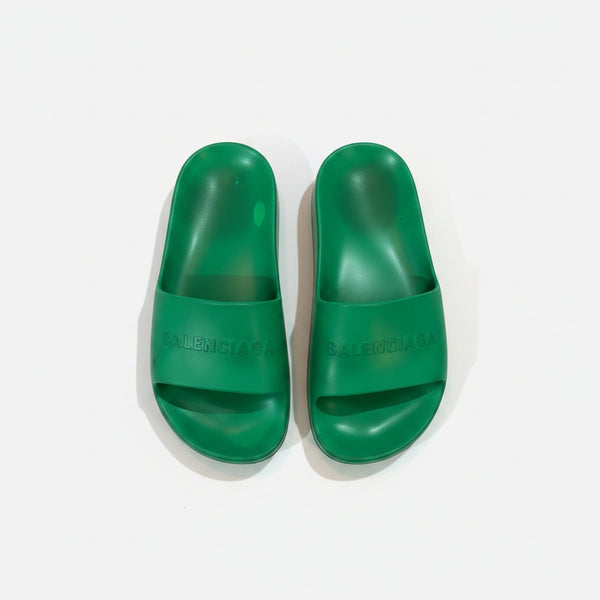 BALENCIAGA Rubber Slide Sandals Green 37