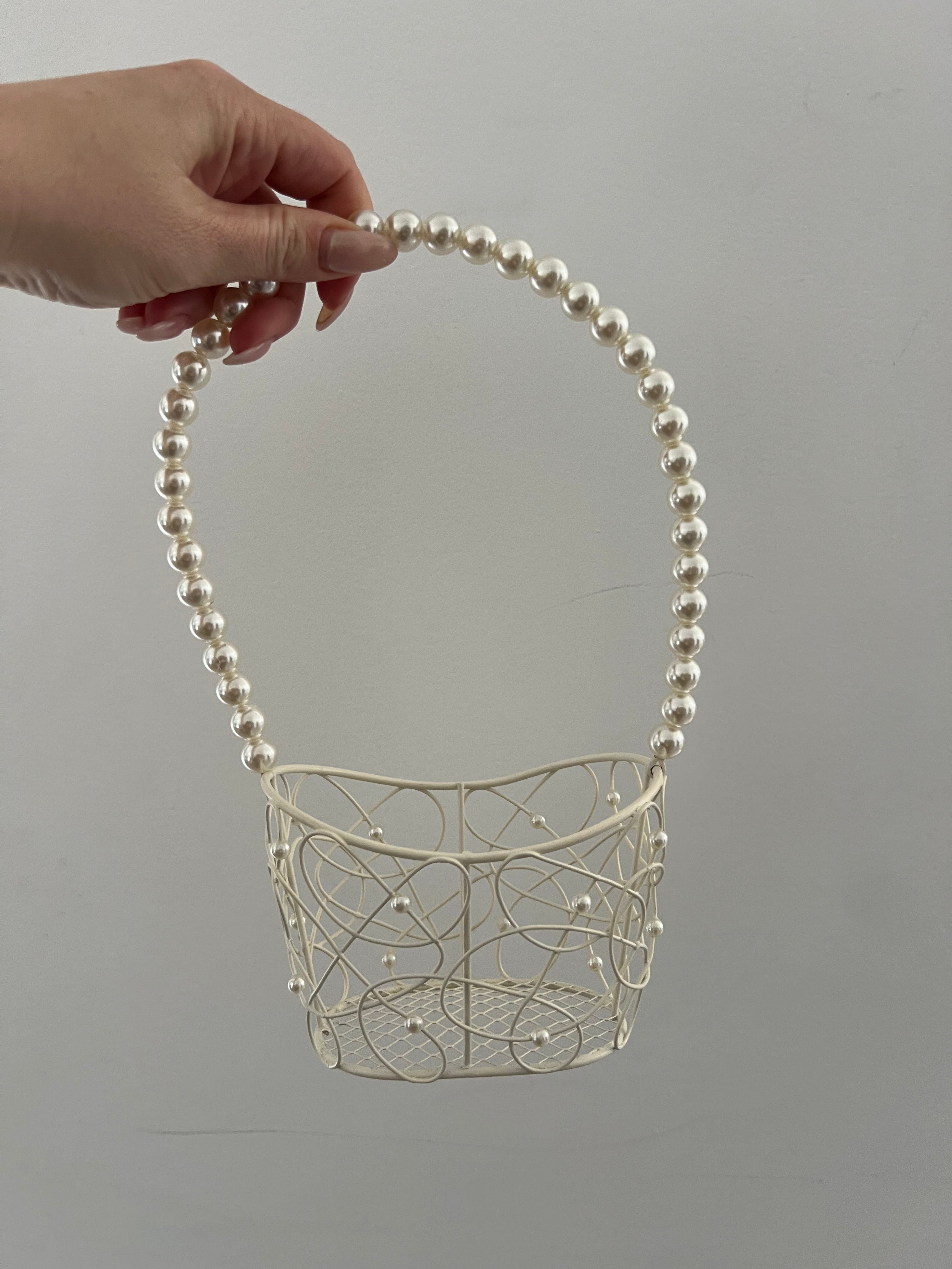 Pearl Handle Mini Basket Decorative