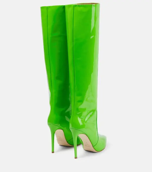 PARIS TEXAS Patent Leather Knee High Boots Neon Green 37