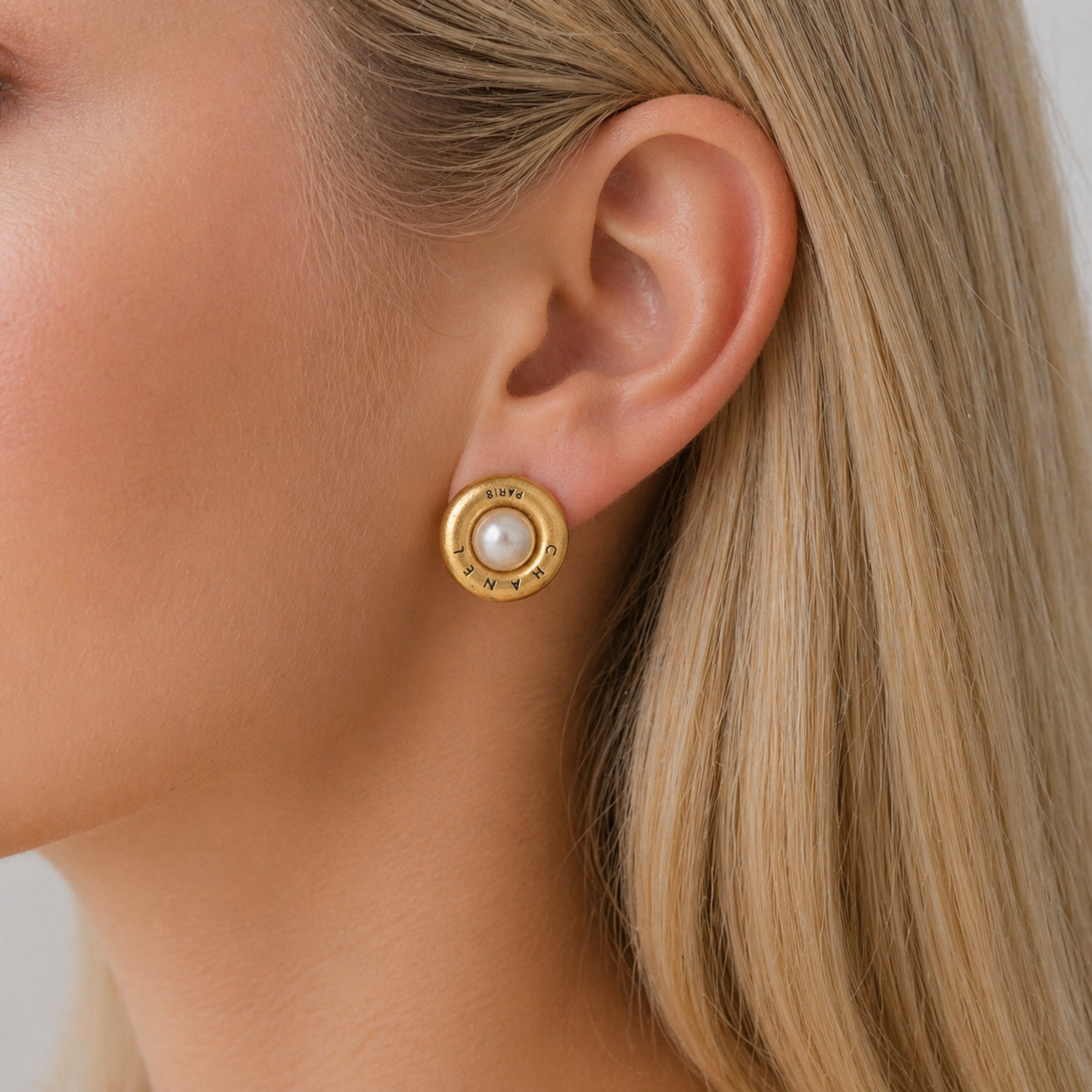 CHANEL CHANEL Vintage Pearl CC Button Earring Karl Lagerfeld eras Gold שנות ה80׳ נדיר במיוחד