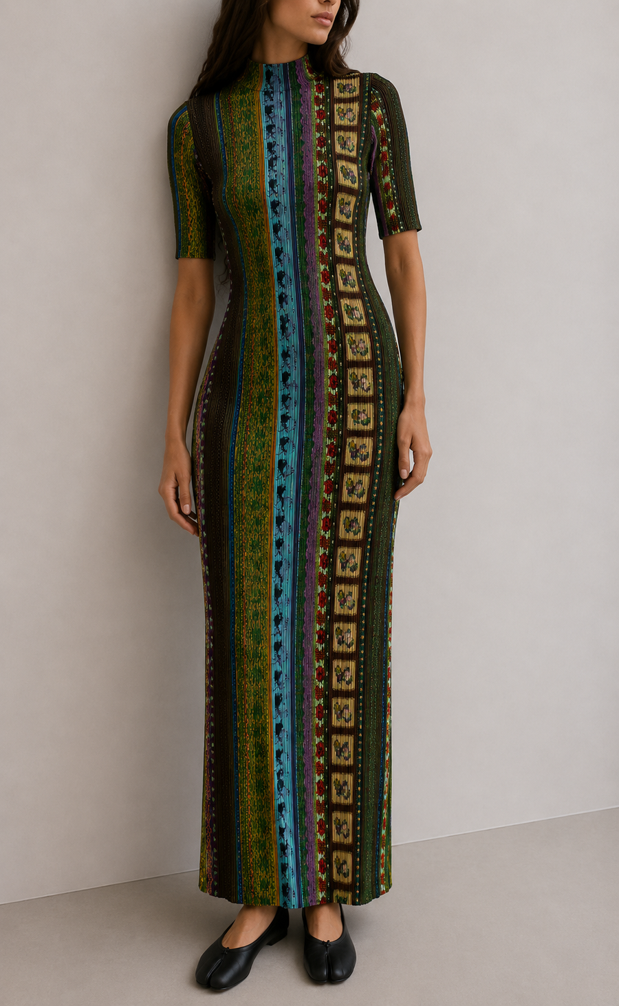 PLEATS PLEASE ISSEY MIYAKE Vintage Geometric Maxi Dress פיס ארכיוני נדיר במיוחד שנות ה90׳