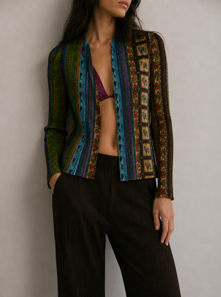 PLEATS PLEASE ISSEY MIYAKE Vintage Patterned Jacket פיס ארכיוני נדיר במיוחד שנות ה90׳
