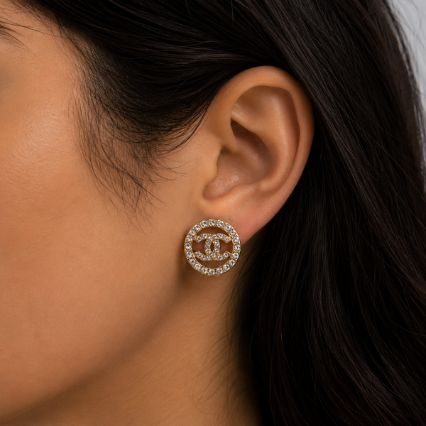 CHANEL CC Crystal Clip-On Earrings – Karl Lagerfeld Era נדיר במיוחד