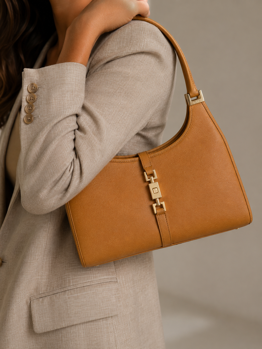 GUCCI Jackie Shoulder Bag Brown Leather Tom Ford Era