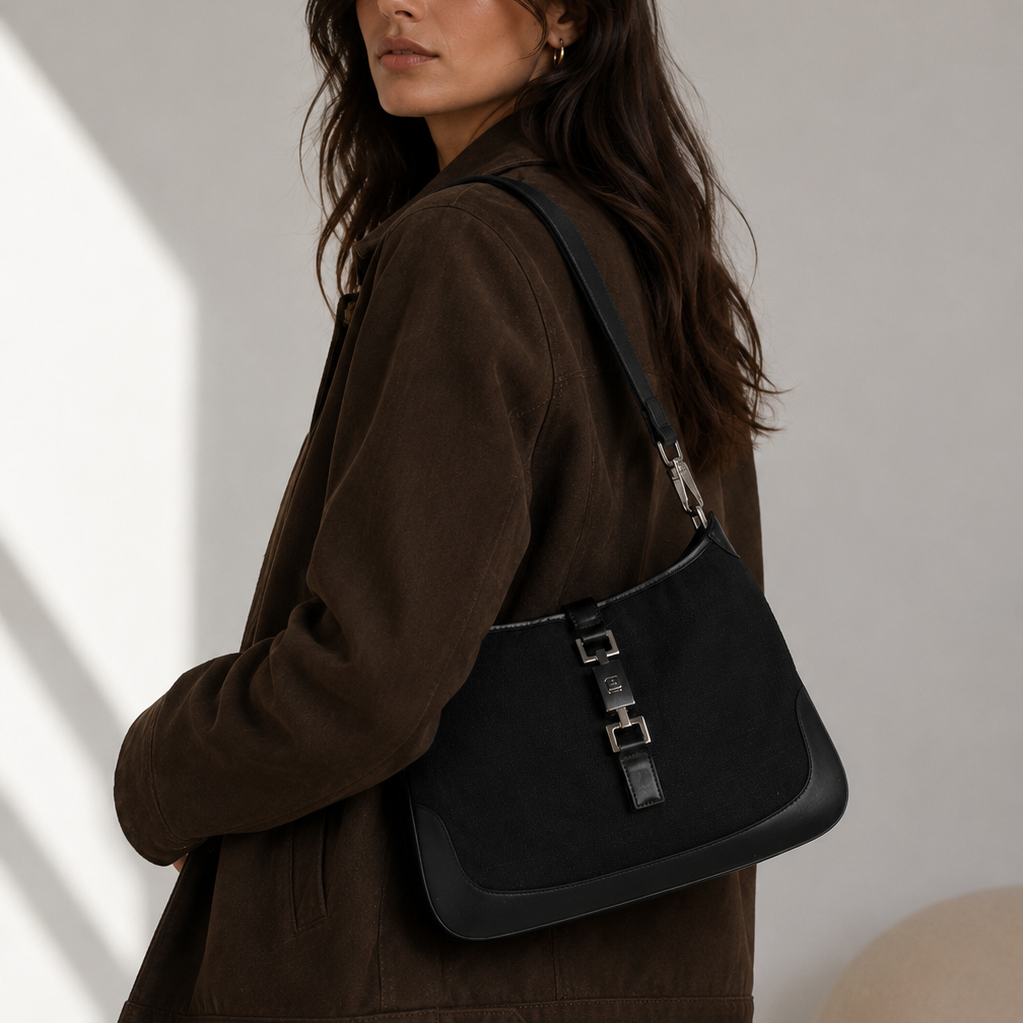 Gucci Jackie Shoulder Bag Black with Crossbody Strap