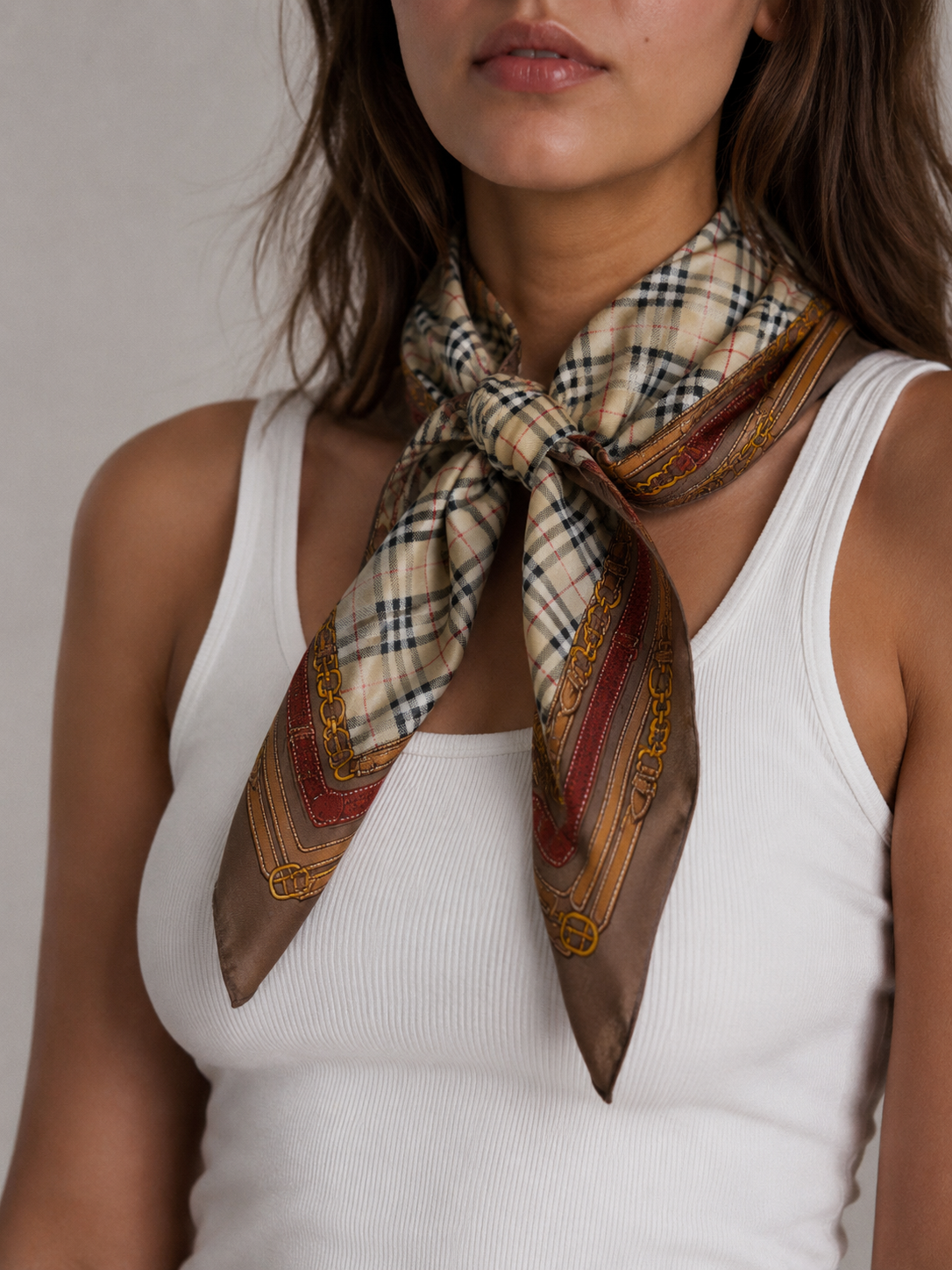 Burberry Silk Check & Equestrian Scarf