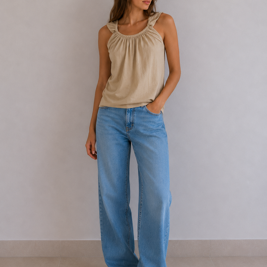 Max Mara Beige Draped Tank Top