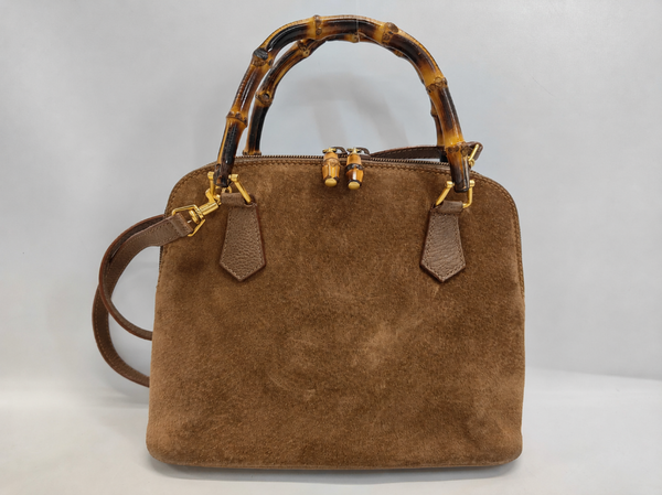 Gucci Bamboo Suede Top Handle Bag Brown super vintage 90׳