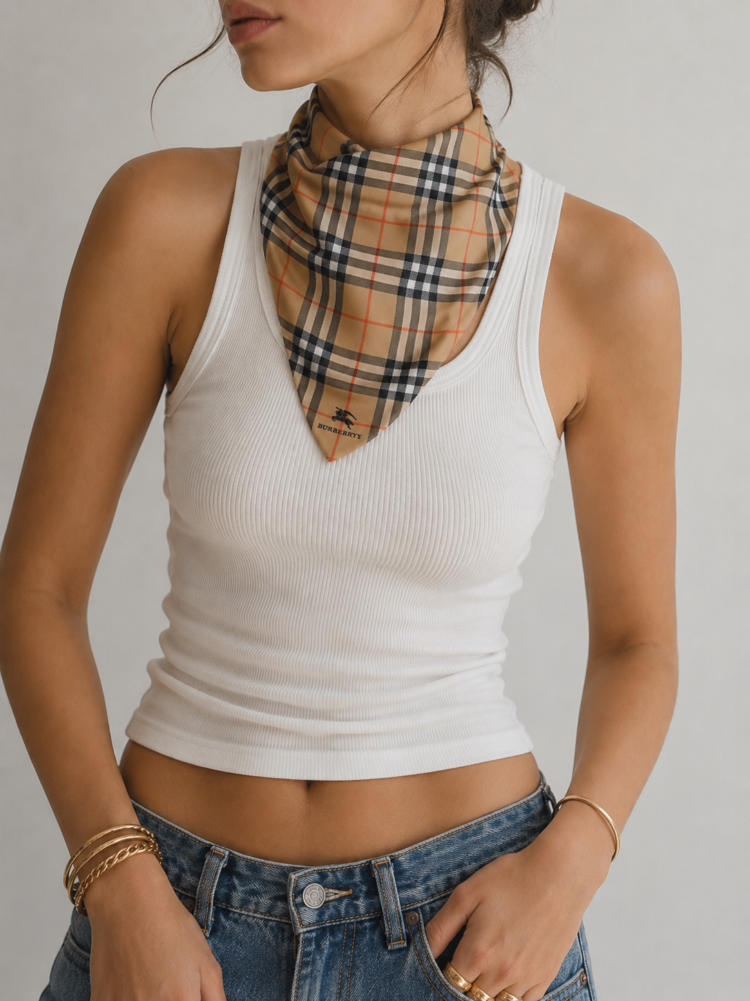 Burberrys Nova Check Cotton Handkerchief