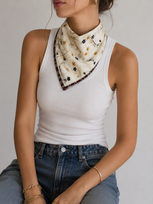 Burberrys Floral Cotton Handkerchief