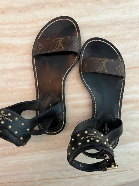 LOUIS VUITTON Passenger Flat Ankle Cuff 37 size