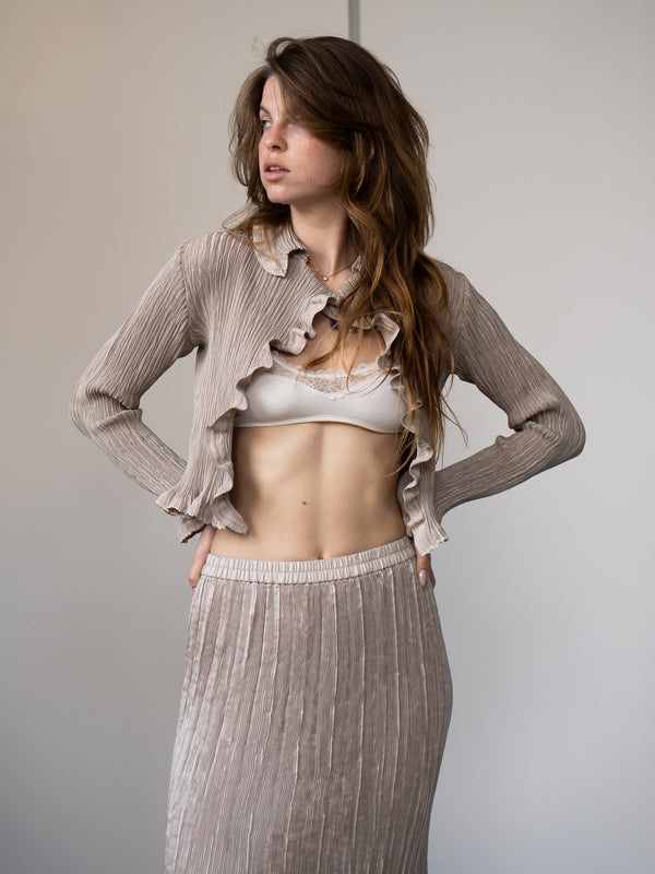 Vintage Knit Two-Piece Set Beige