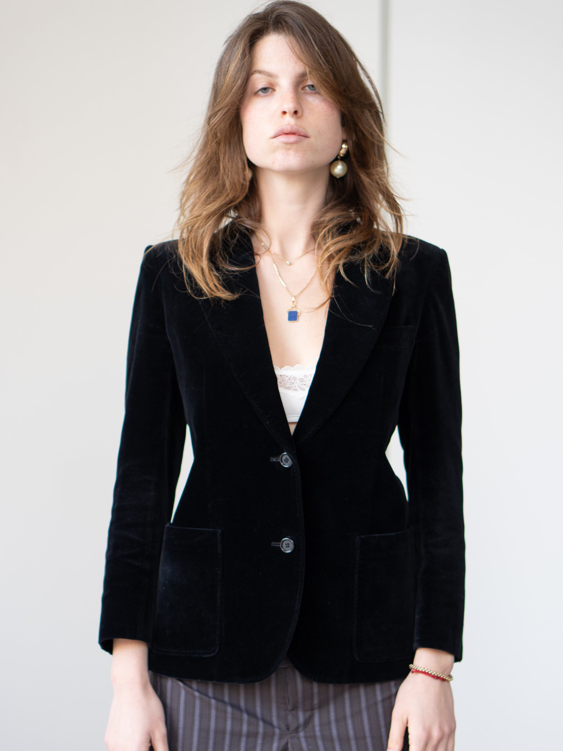 SAINT LAURENT Black Velvet Blazer